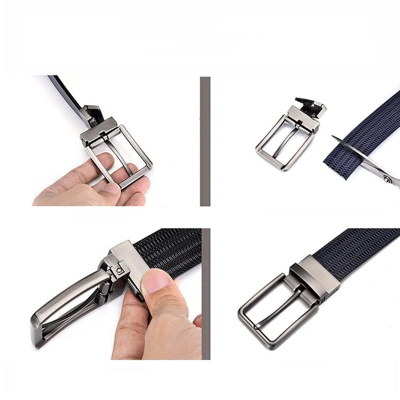 Genuine Leather Belt Double Sided Belt Men Belt Laser Engraving Luxury Strap Male Belt New Fashion Retro Pin Buckle High Quality