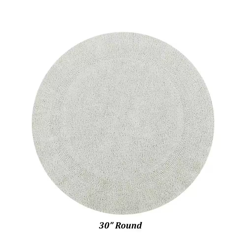 Lux Collection Ivory 30 In. X 30 In. 100% Cotton Reversible Race Track Pattern Bath Rug