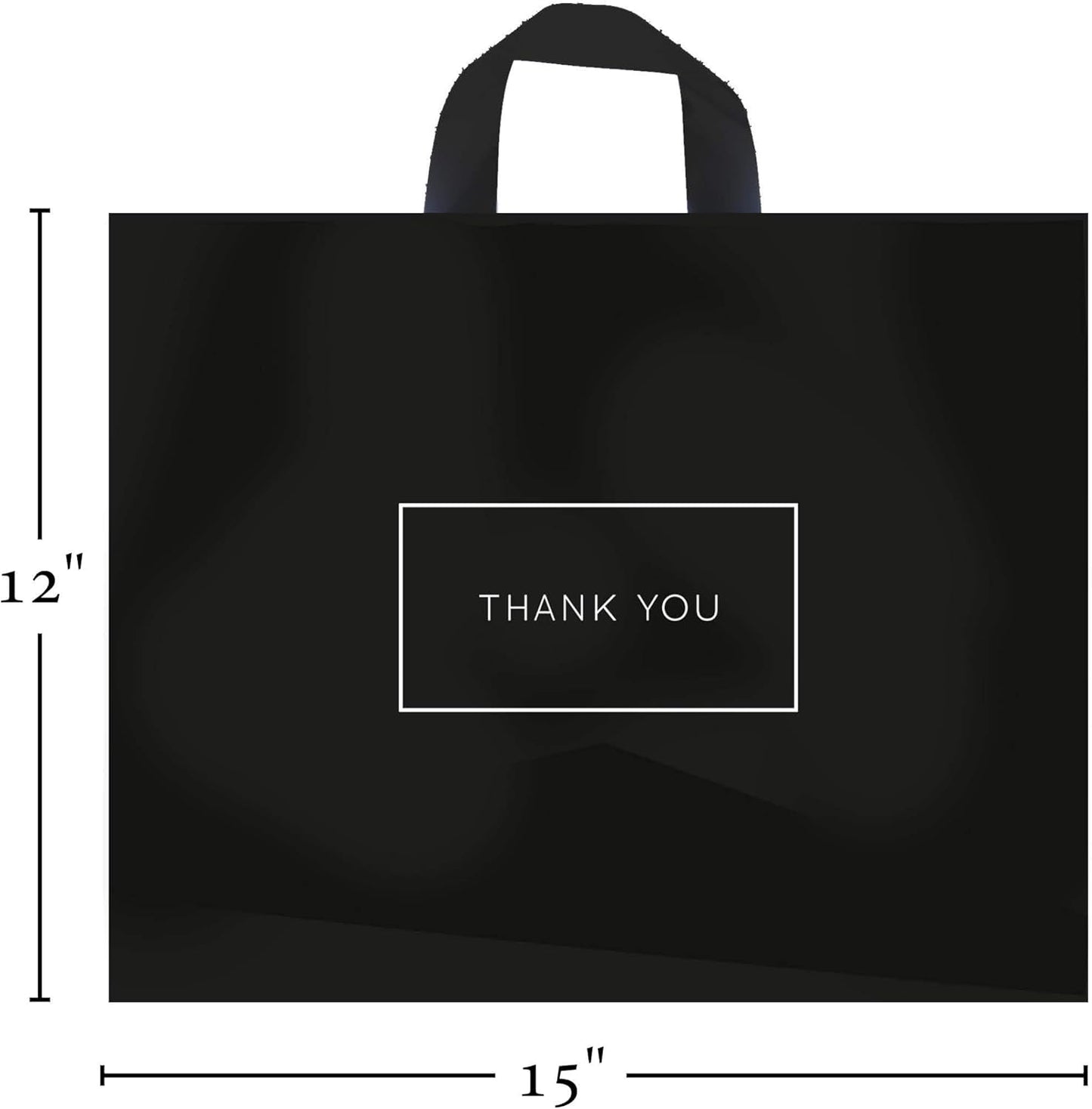 Thank You Bags for Business Black Plastic Bags 50 Pack with Soft Loop Handle Thank You Shopping Bags