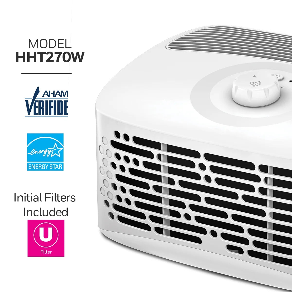 Air Purifier, HHT270, 100 Sq Ft, U Carbon Filter, Allergen, Smoke, Pollen, Dust Reducer