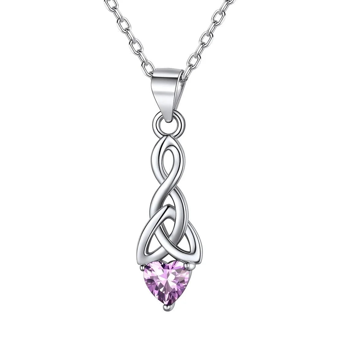 925 Sterling Silver Love Heart Necklaces Celtic Trinity Knot with Birthstones Pendant Necklace for Women Christmas Gift for Her