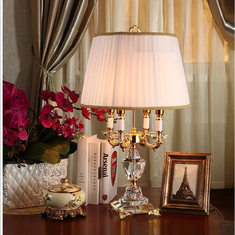 Luxury Crystal Table Lamp Lighting Bedroom Bedside Lights Luxury Fashion Crystal Lamp Abajur Bedside Hotel Room K9 Luxury