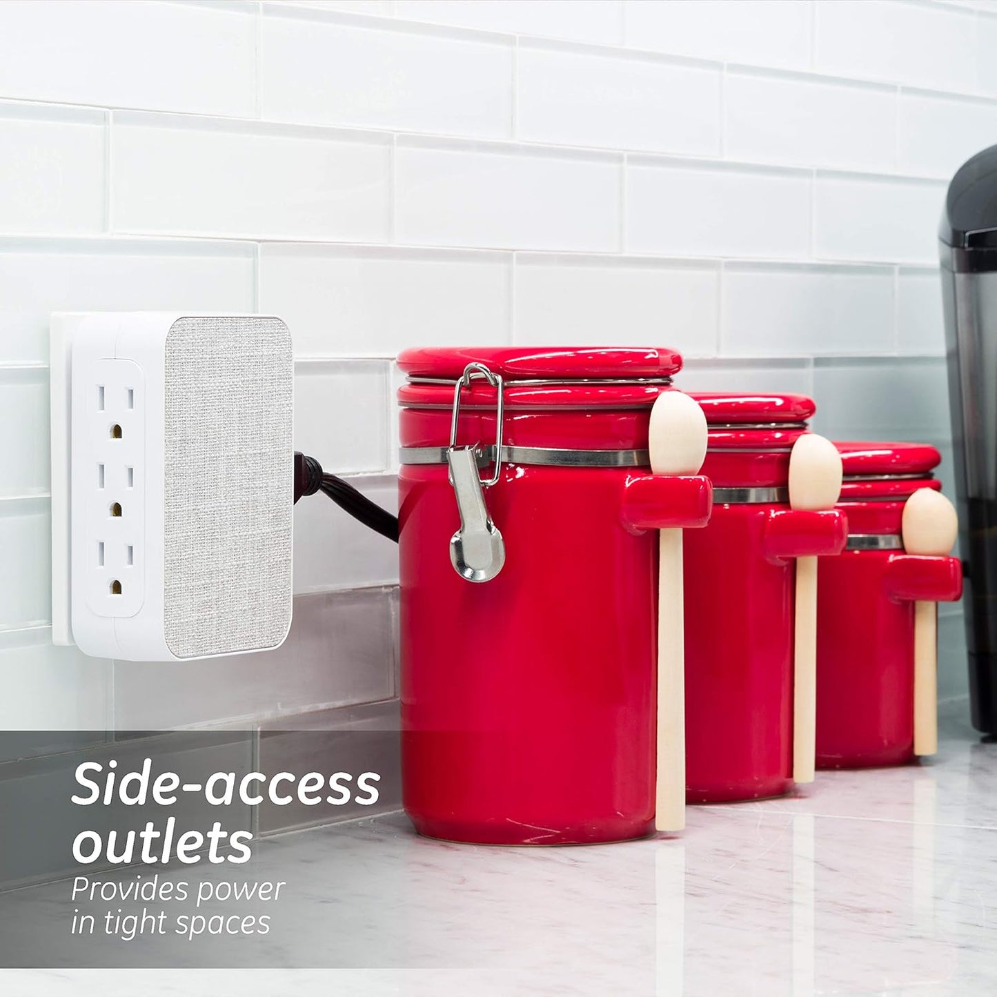 6-Outlet Extender Sur Protector 2 Pack, Side Access, 1200 Joules, Wall Tap Adapter, 3-Prong, UL Listed, Gray Fabric, 56213