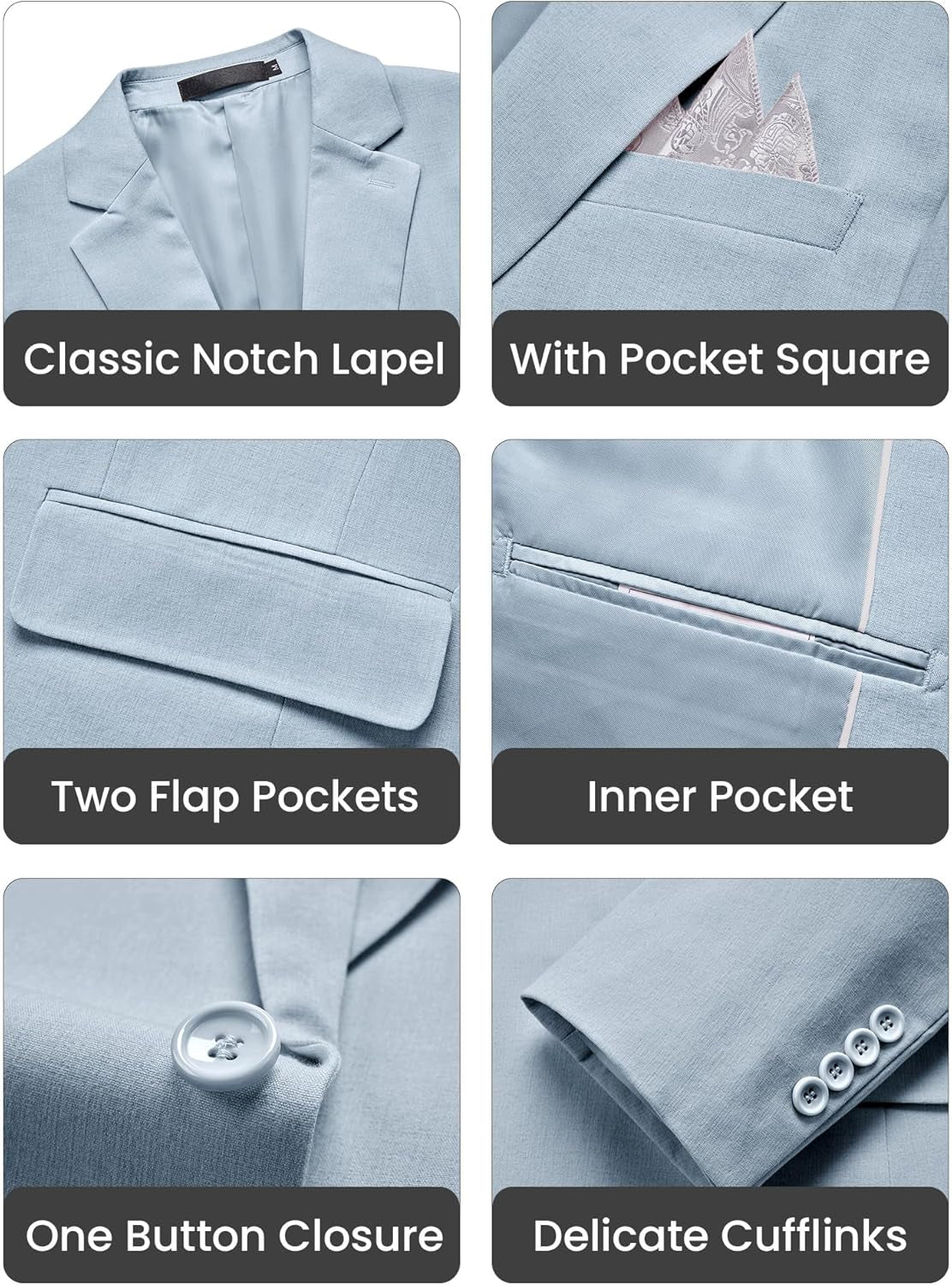 Men'S Slim Fit Blazer Jackets Suit One Button Lightweight Sport Coats Casual Blazer