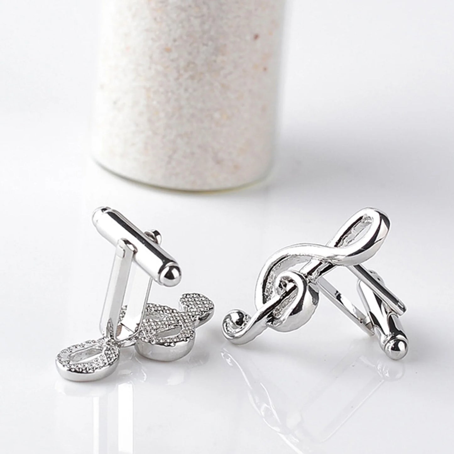 Male Cufflinks Silver Plated Music Notation Shape Alloy Men Cufflinks for Party Silver