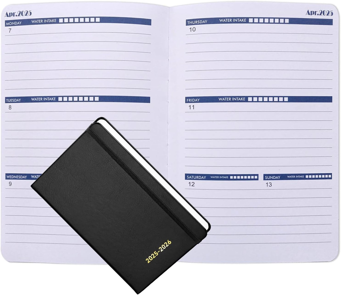 Planner 2025 - January 2025- June 2026 Planner, Yearly Monthly Weekly Daily Planner 2025-2026, 18 Month Planner, Faux Leather Hardcover, 5.2"X7.5", Black
