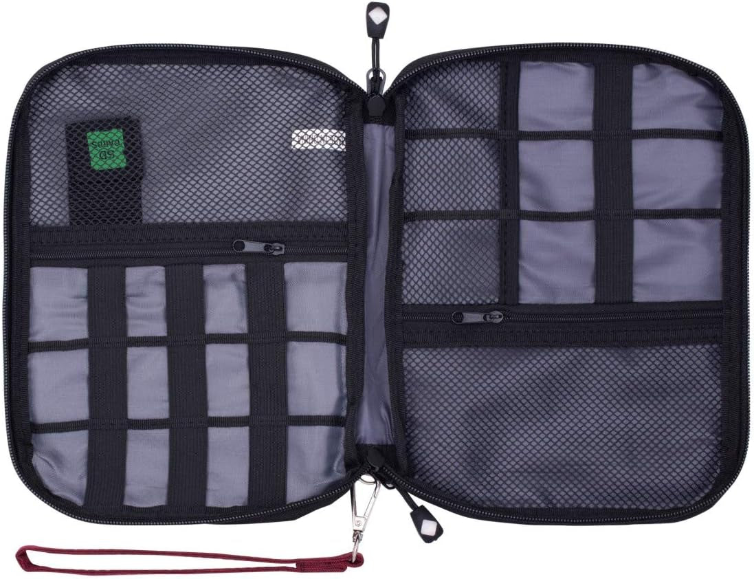 Travel Cable Organizer Bag Waterproof Portable Electronic Accessories Organizer for USB Cable Cord Phone Charger Headset Wire SD Card with 5Pcs Cable Ties(Red)