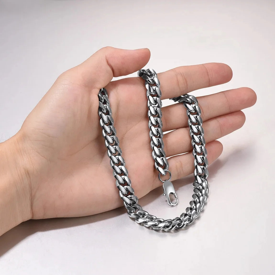 Men Jewelry Hiphop Cuban Chain Stainless Steel Necklace 26Inch 10MM Silver Color Mens Gifts for Dad