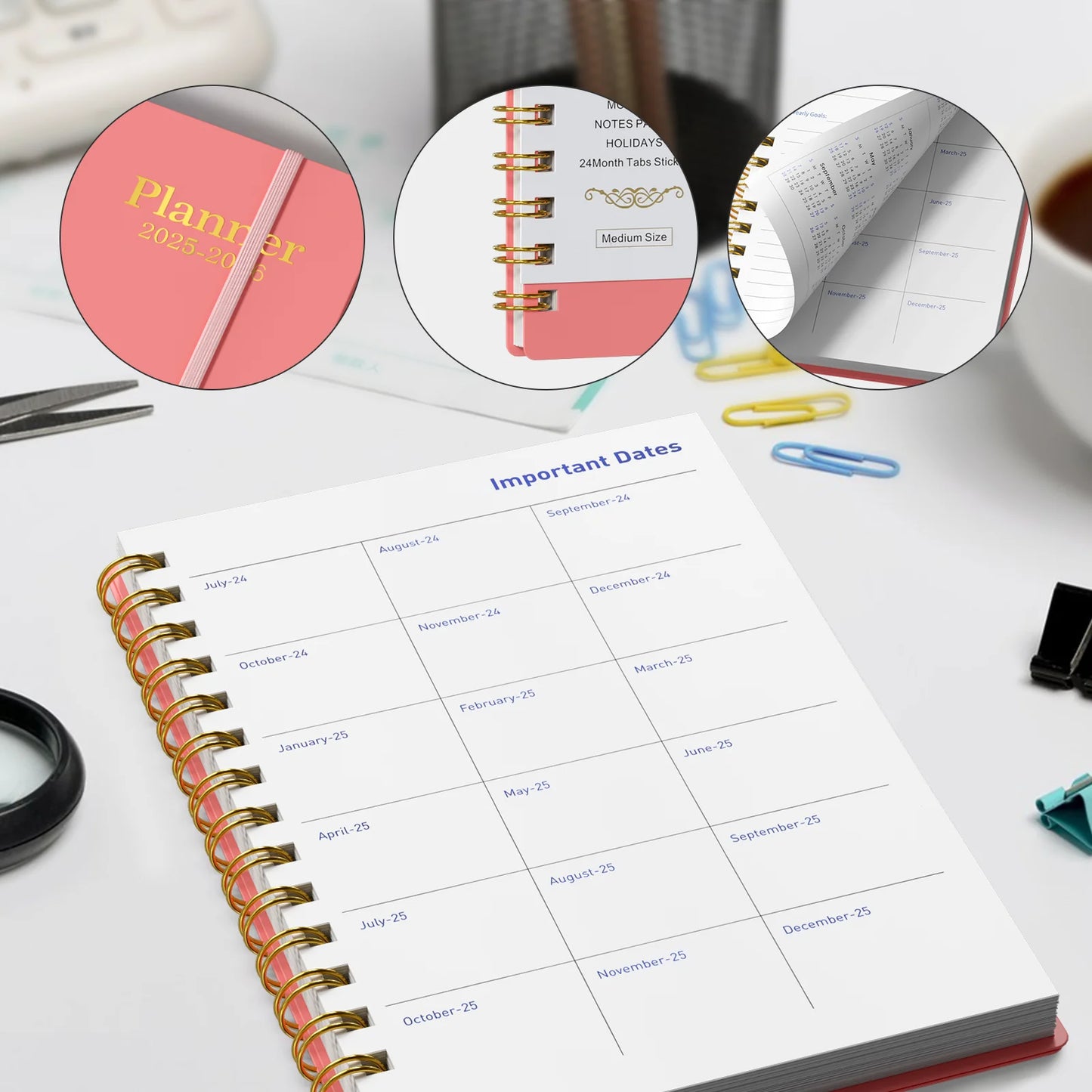 2025-2026 Planner - Academic Weekly & Monthly Planner 2025-2026 with Monthly Tabs, 5.6" X 8.2", Jan. 2025 - Jue 2026, Flexible Cover, Wirebound Month Label