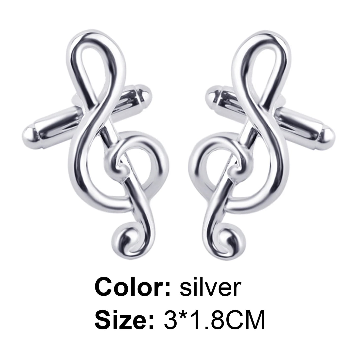 Male Cufflinks Silver Plated Music Notation Shape Alloy Men Cufflinks for Party Silver