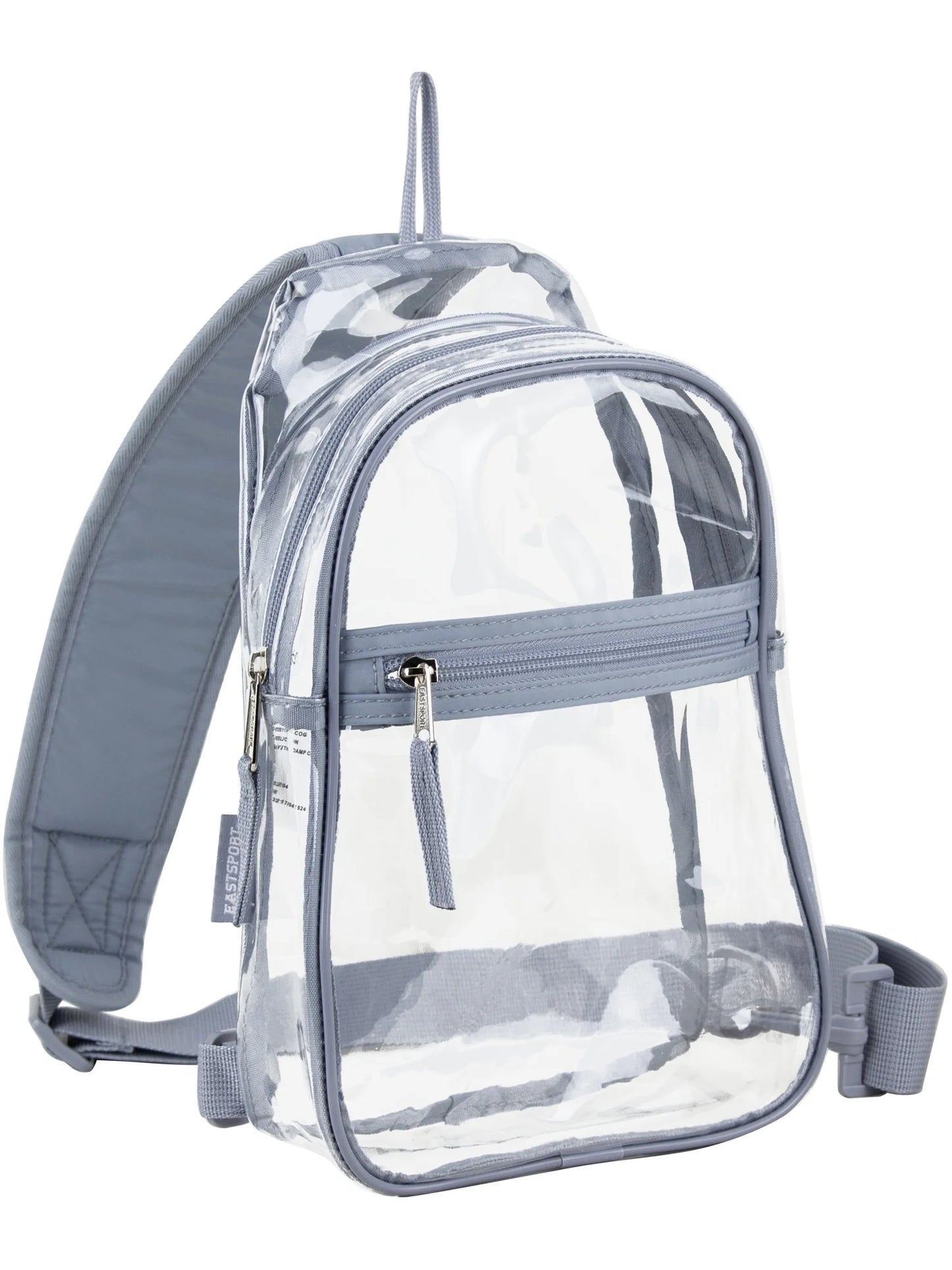 Unisex Clear Sling Stadium Approved Bag, Grey Trim