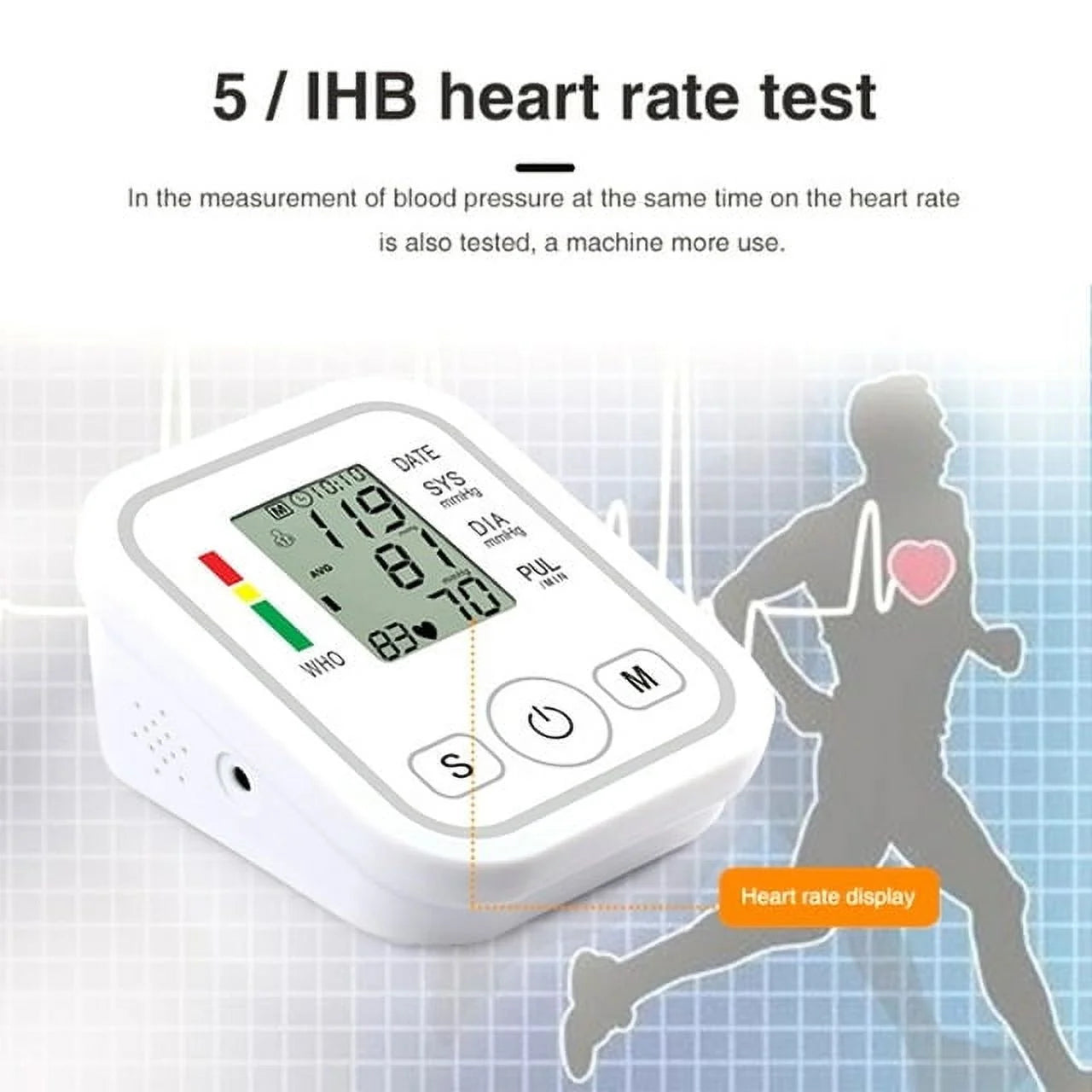 Blood Pressure Monitor Upper Arm Automatic Digital BP Monitor Adjustable Large Cuff, Monitoring Meter for Home Use