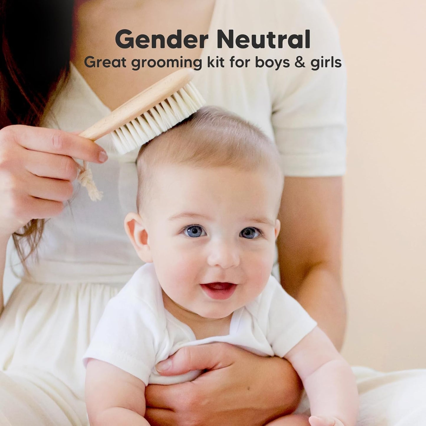 Wooden Baby Hair Brush - Cradle Cap Baby Brush with Soft Goat Bristles, Perfect Gentle Scalp Newborn Comb for Infant, Girls, Boys, Bath Essentials (Walnut, Oval)