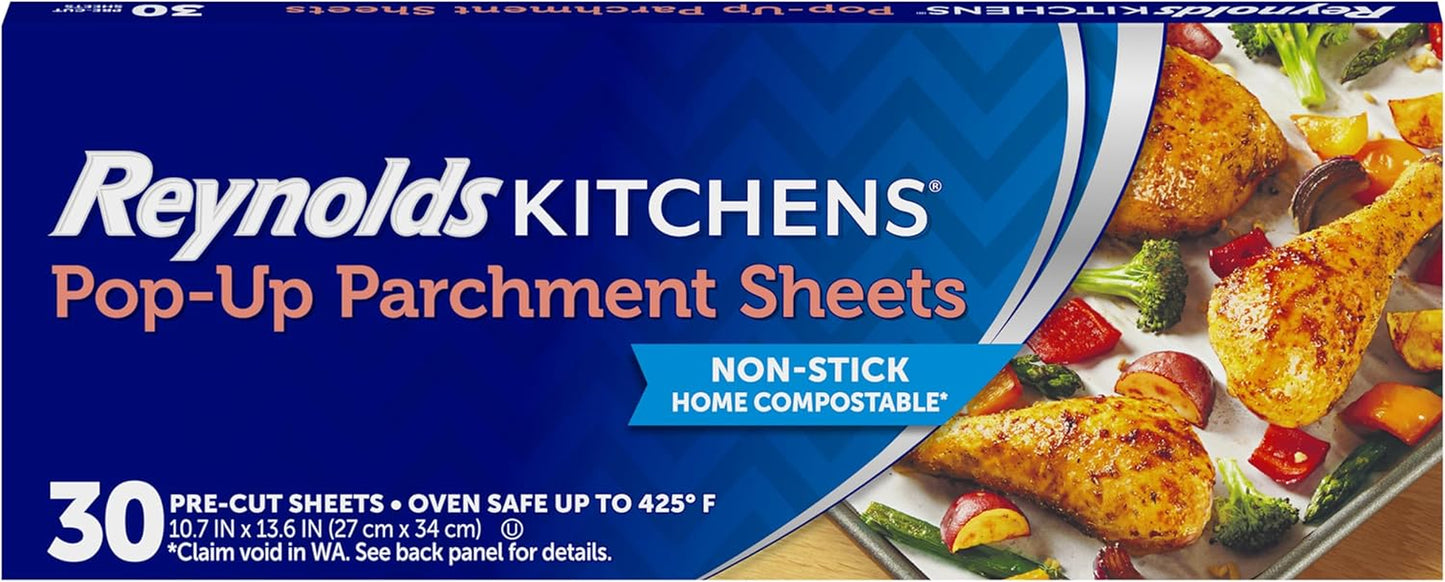 Kitchens Pop-Up Parchment Paper Sheets, 10.7X13.6 Inches, 30 Count