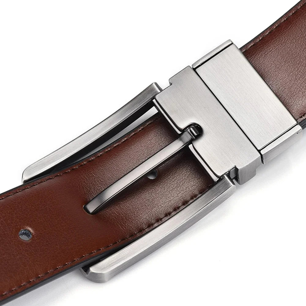 Genuine Leather Belt Double Sided Belt Men Belt Laser Engraving Luxury Strap Male Belt New Fashion Retro Pin Buckle High Quality