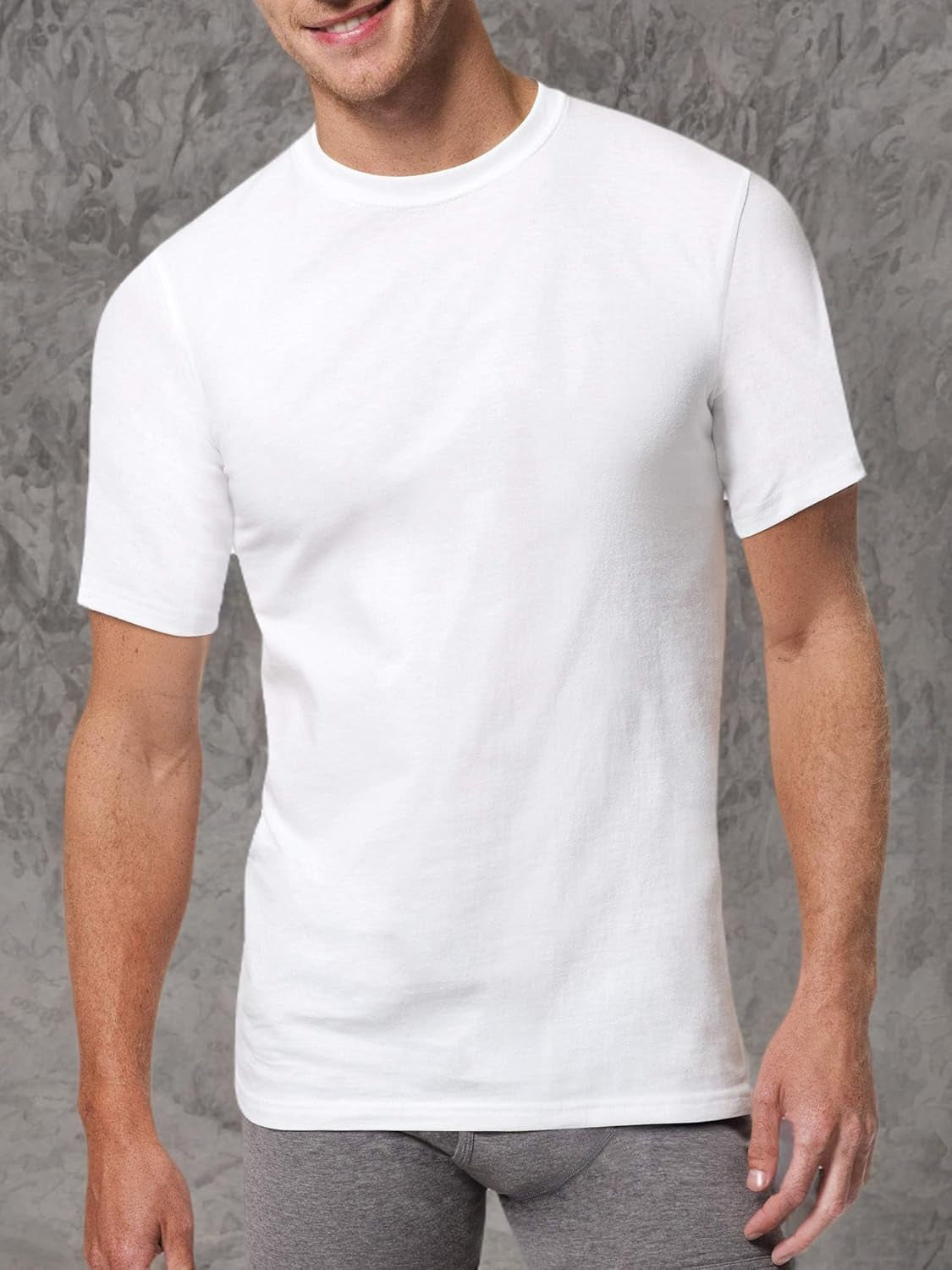 Cotton Modal Men'S 3-Pack Freshiq Crew Neck Tee, White