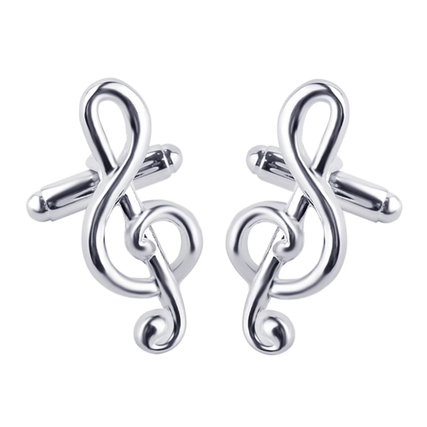Male Cufflinks Silver Plated Music Notation Shape Alloy Men Cufflinks for Party Silver