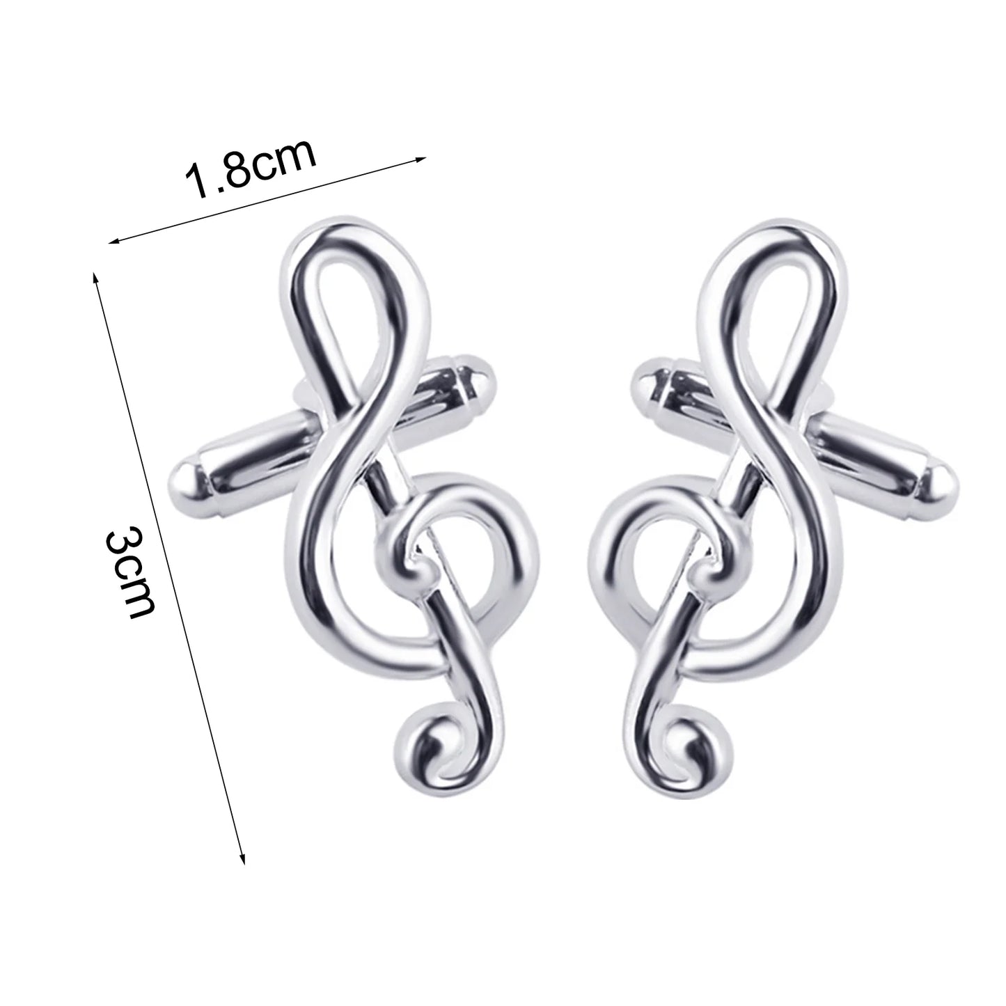 Male Cufflinks Silver Plated Music Notation Shape Alloy Men Cufflinks for Party Silver