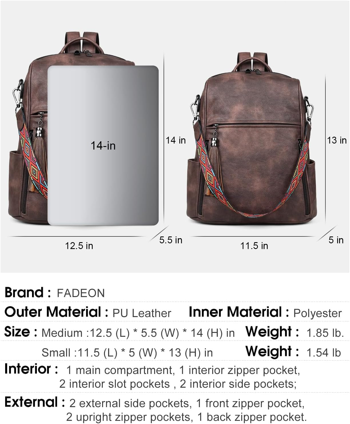 Leather Backpack Purse for Women Designer Travel Backpack Purses PU Fashion Ladies Shoulder Bag with Tassel