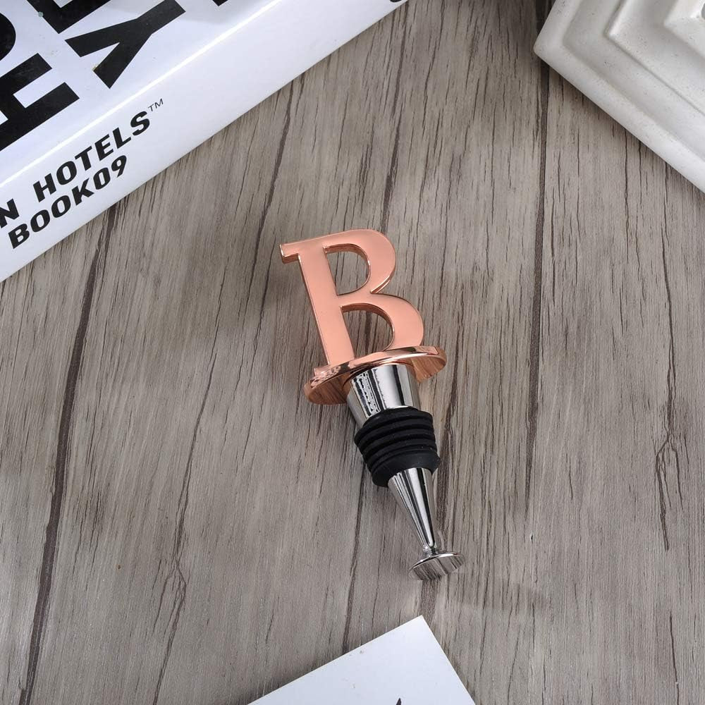 Prosecco Stopper - Personalised Champagne Stopper in Rose Gold - Wine Lovers Gift, Monogram Gift - Letter B