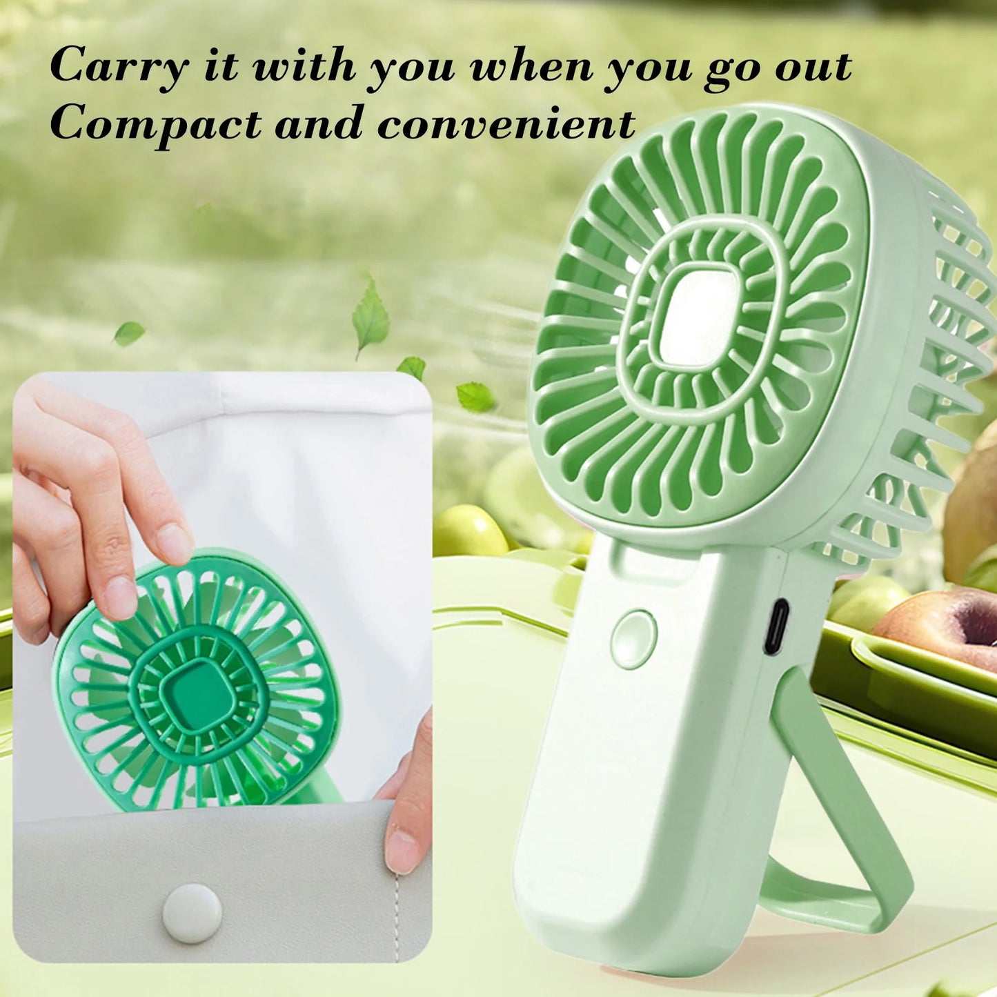 Summer Fan Portable Air Conditioners Fan Outdoor Air Condioner Usb Rechargeable Small Ceiling Fan, for Home Office Bedroom Desktop Fan (Green)