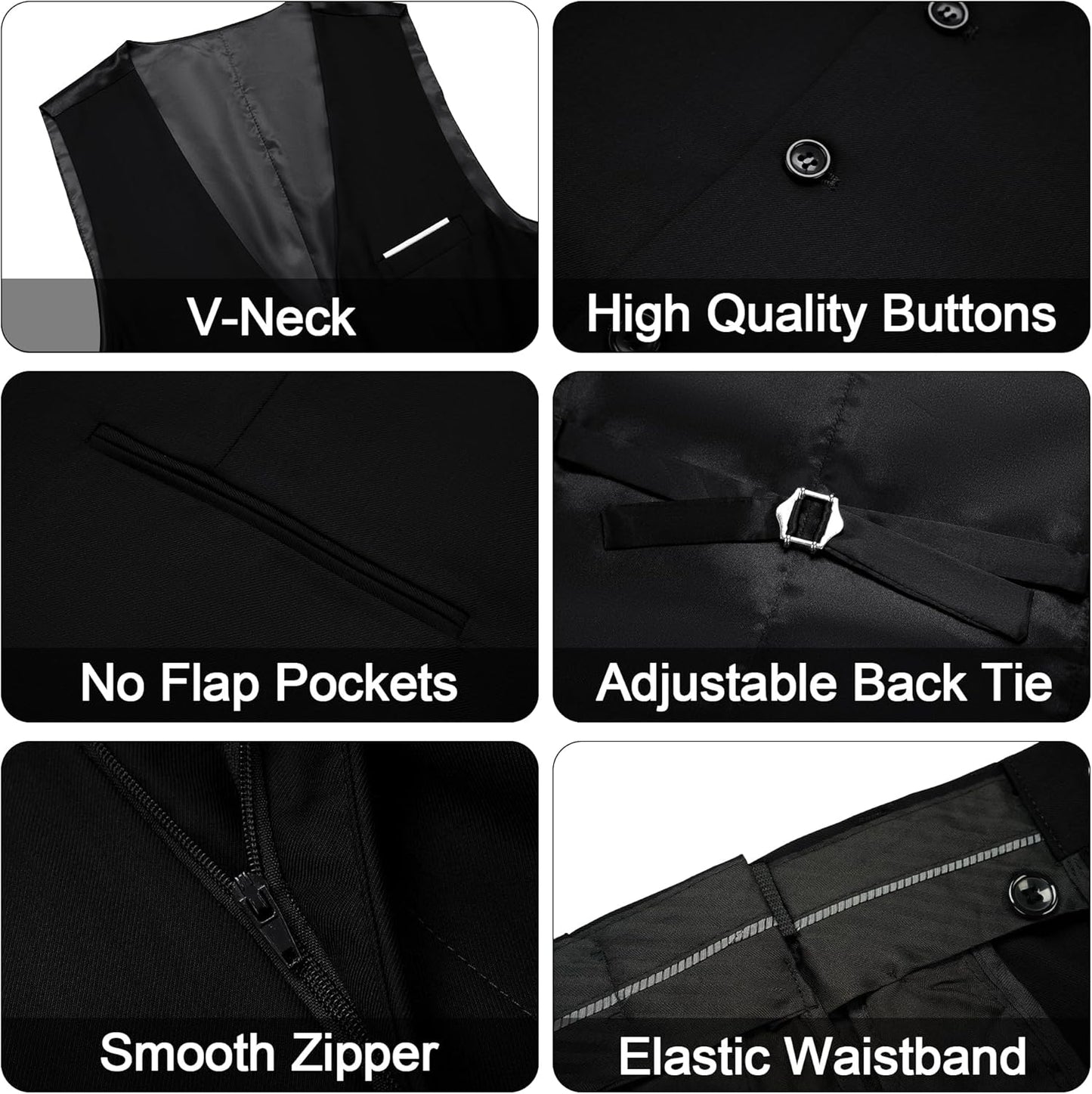 Men'S 3 Pieces Suit Elegant Solid One Button Slim Fit Single Breasted Party Blazer Vest Pants Set