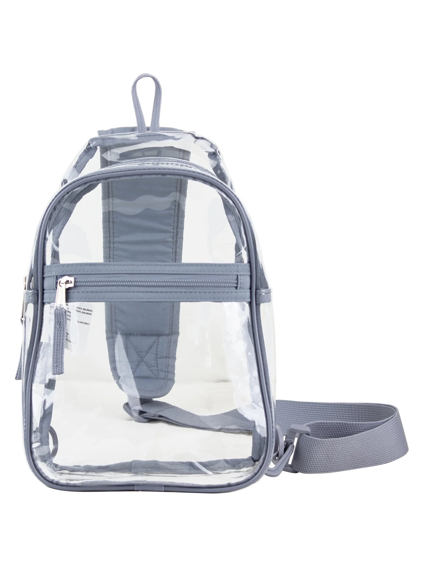 Unisex Clear Sling Stadium Approved Bag, Grey Trim