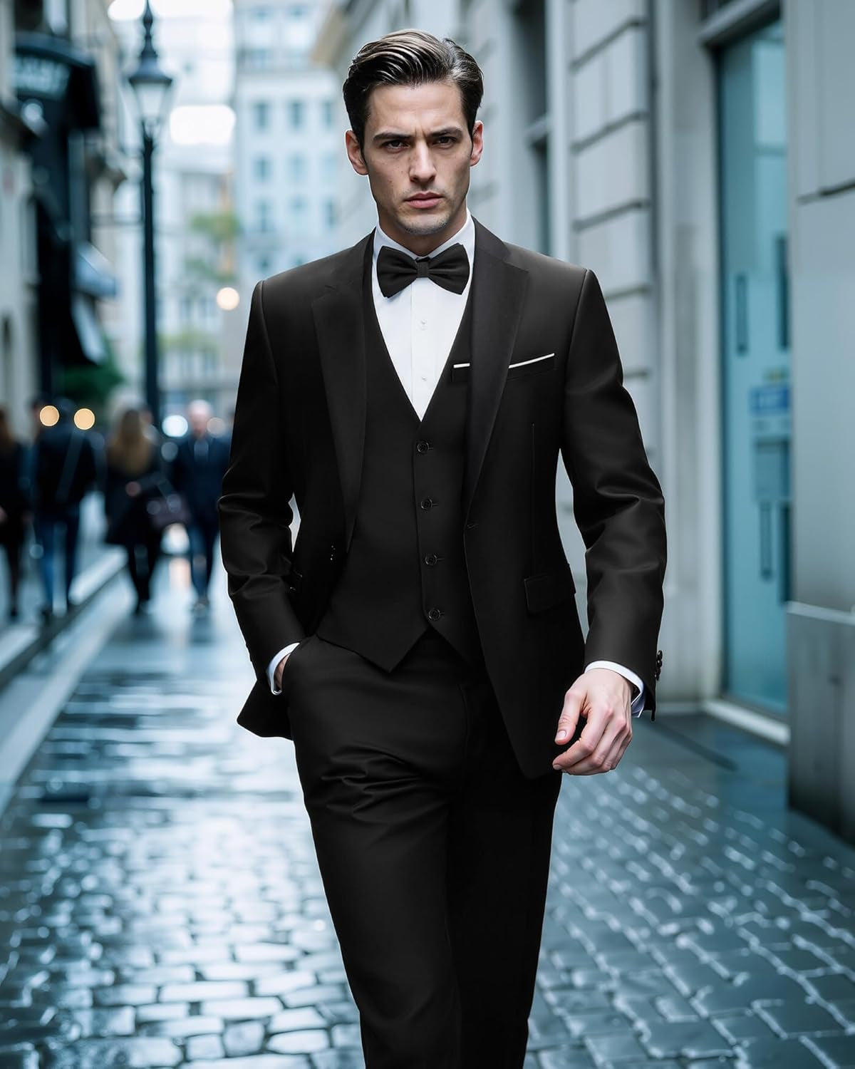 Men'S 3 Pieces Suit Elegant Solid One Button Slim Fit Single Breasted Party Blazer Vest Pants Set