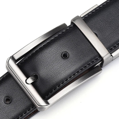 Genuine Leather Belt Double Sided Belt Men Belt Laser Engraving Luxury Strap Male Belt New Fashion Retro Pin Buckle High Quality
