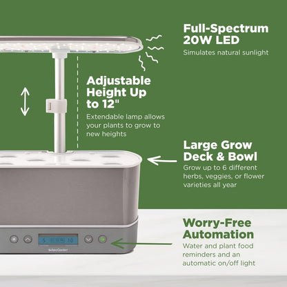 Harvest Elite Indoor Garden Hydroponic System with LED Grow Light and Seed Kit, Holds up to 6 Pods, Stainless Steel
