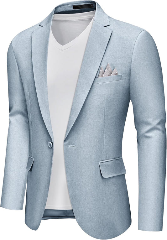 Men'S Slim Fit Blazer Jackets Suit One Button Lightweight Sport Coats Casual Blazer