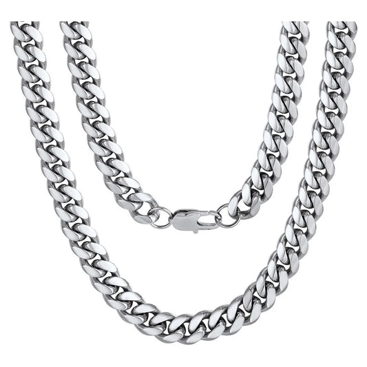 Men Jewelry Hiphop Cuban Chain Stainless Steel Necklace 26Inch 10MM Silver Color Mens Gifts for Dad