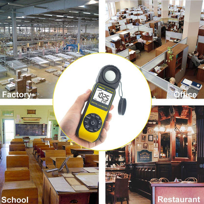Light Meter Lux Meter YF-881D, Digital Illuminance Meter with Ambient Temp and Lighting Measures to 400,000 Lux, Foot Candle Meter Photometer for Photography LED Plant Growing