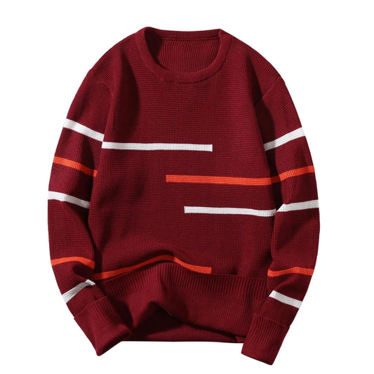 2022 New Men Parka Jackets Male Autumn and Winter Wool Sweater round Neck Pullover Bottoming Shirt Color Matching All Matching High Neck Top