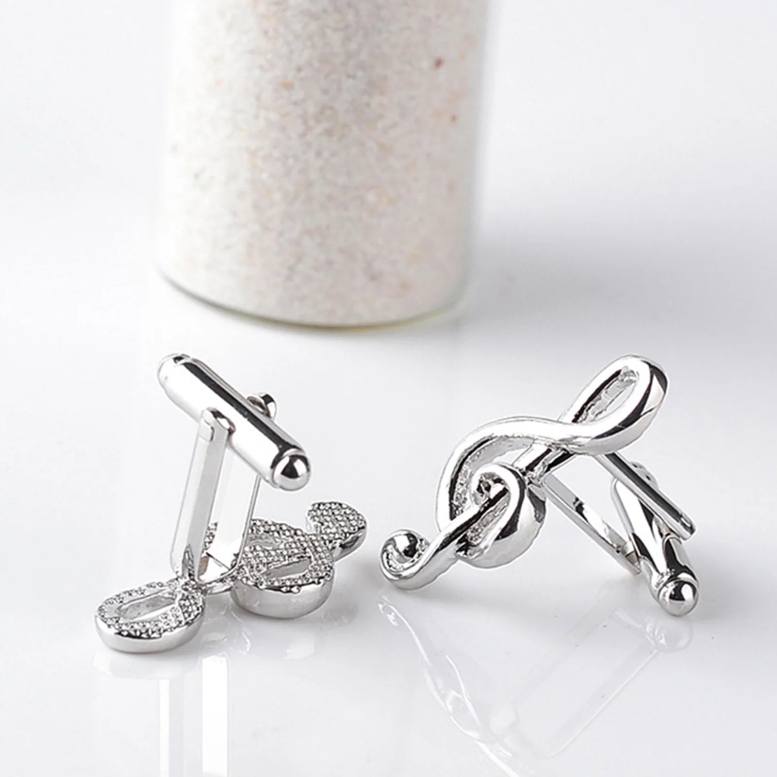 Male Cufflinks Silver Plated Music Notation Shape Alloy Men Cufflinks for Party Silver