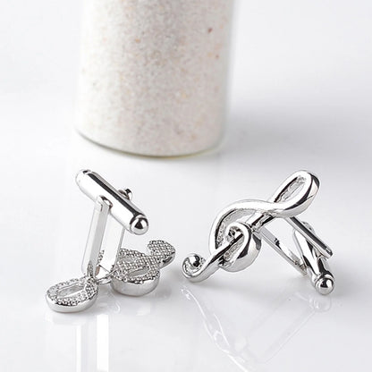 Male Cufflinks Silver Plated Music Notation Shape Alloy Men Cufflinks for Party Silver