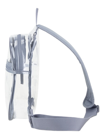 Unisex Clear Sling Stadium Approved Bag, Grey Trim