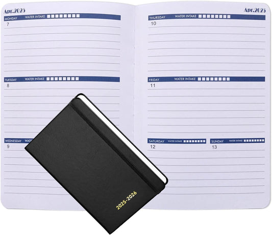 Planner 2025 - January 2025- June 2026 Planner, Yearly Monthly Weekly Daily Planner 2025-2026, 18 Month Planner, Faux Leather Hardcover, 5.2"X7.5", Black