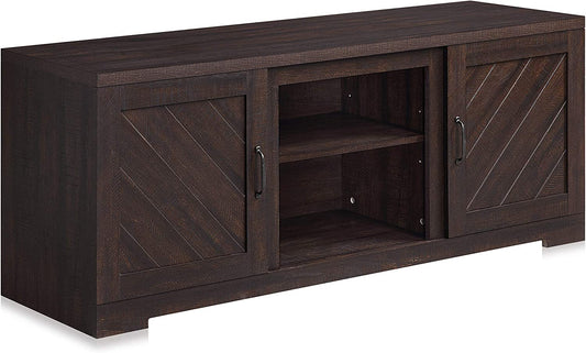 Modern 58 Inch Farmhouse TV Stand & Media Entertainment Center Console Table for Tvs up to 65 Inch with Two Shelves and Storage Cabinets - Hilo (Espresso)