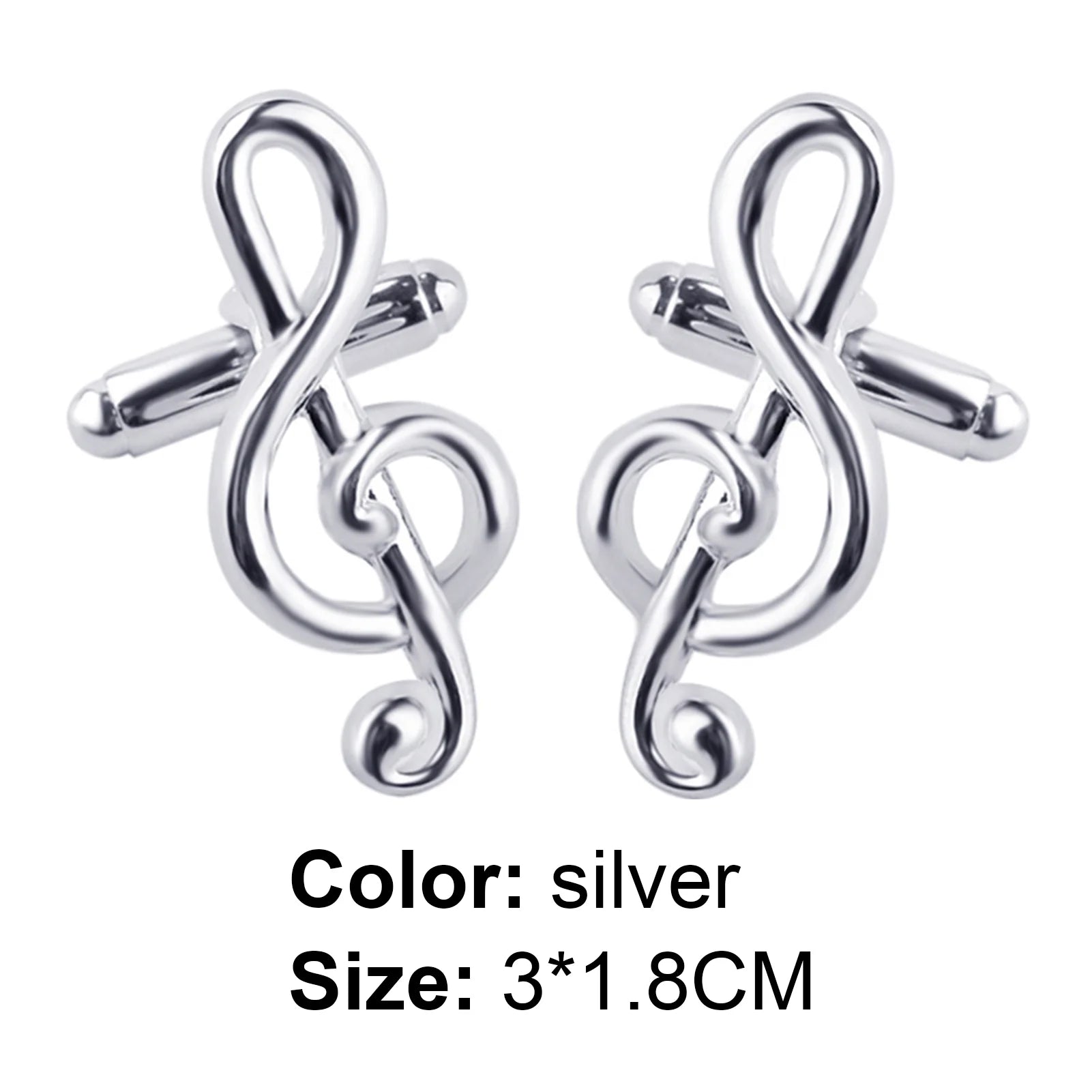Male Cufflinks Silver Plated Music Notation Shape Alloy Men Cufflinks for Party Silver