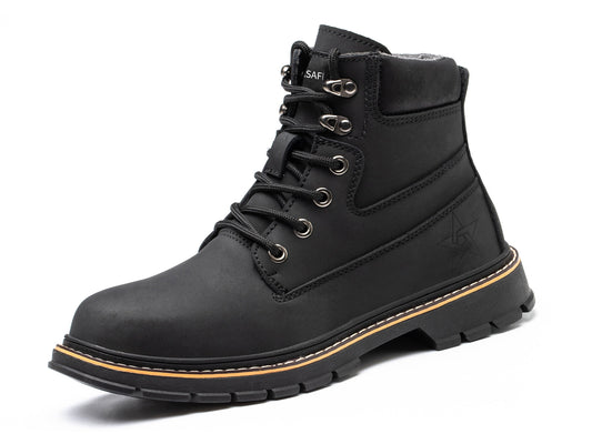 Steel Toe Work Boots for Men Waterproof Safety Shoes Nonslip Construction Work Shoes Anti-Slip Outdoor Ankle Boots