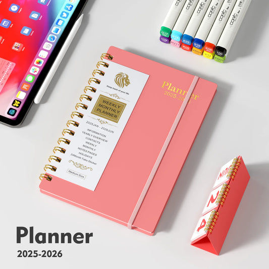 2025-2026 Planner - Academic Weekly & Monthly Planner 2025-2026 with Monthly Tabs, 5.6" X 8.2", Jan. 2025 - Jue 2026, Flexible Cover, Wirebound Month Label