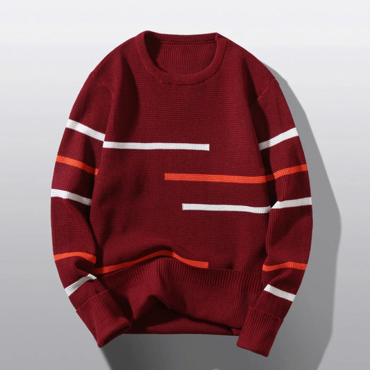 2022 New Men Parka Jackets Male Autumn and Winter Wool Sweater round Neck Pullover Bottoming Shirt Color Matching All Matching High Neck Top