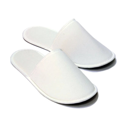 Fabric Packed Terry Cotton Disposable Hotel Slippers for Airbnb Spa Wedding Guests Adult Men Women Size 10-11, White