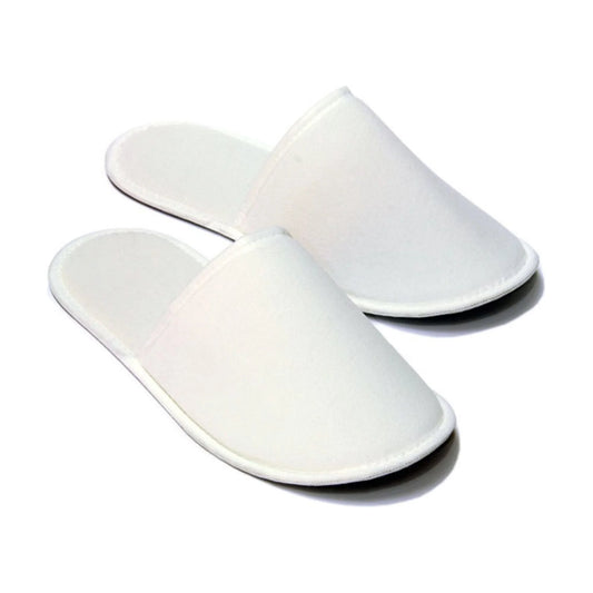 Fabric Packed Terry Cotton Disposable Hotel Slippers for Airbnb Spa Wedding Guests Adult Men Women Size 10-11, White