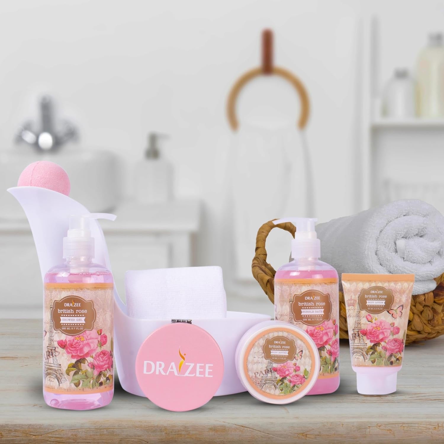 Mothers Day Gifts for Mom - Spa Gift Baskets for Women - 8 Pcs Luxury Rose Scented Heel Shoe Design Bath and Body Spa Set-Self Care Package for Women, Presents for Mom, Body Care Set for Her
