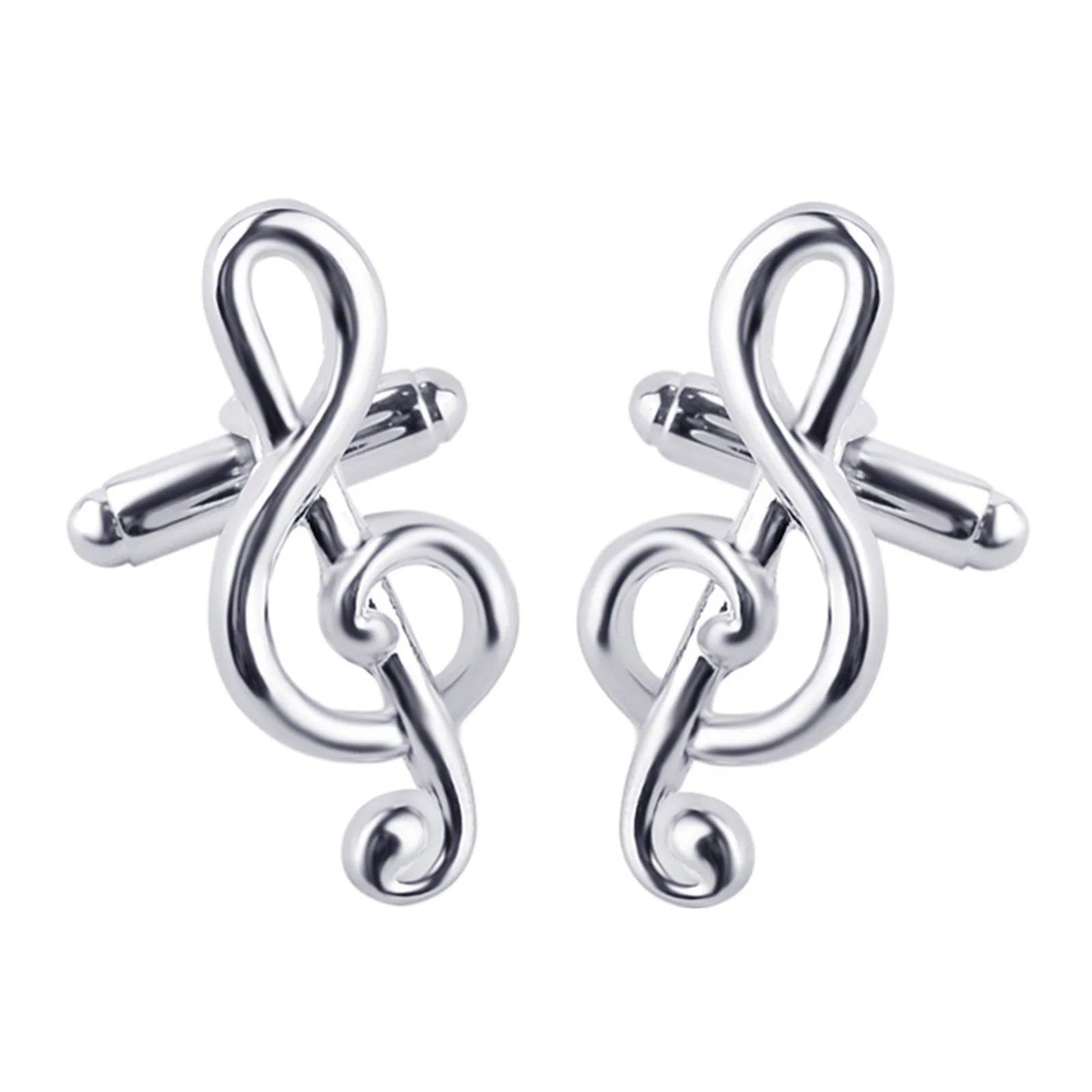 Male Cufflinks Silver Plated Music Notation Shape Alloy Men Cufflinks for Party Silver