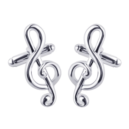 Male Cufflinks Silver Plated Music Notation Shape Alloy Men Cufflinks for Party Silver
