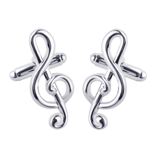 Male Cufflinks Silver Plated Music Notation Shape Alloy Men Cufflinks for Party Silver