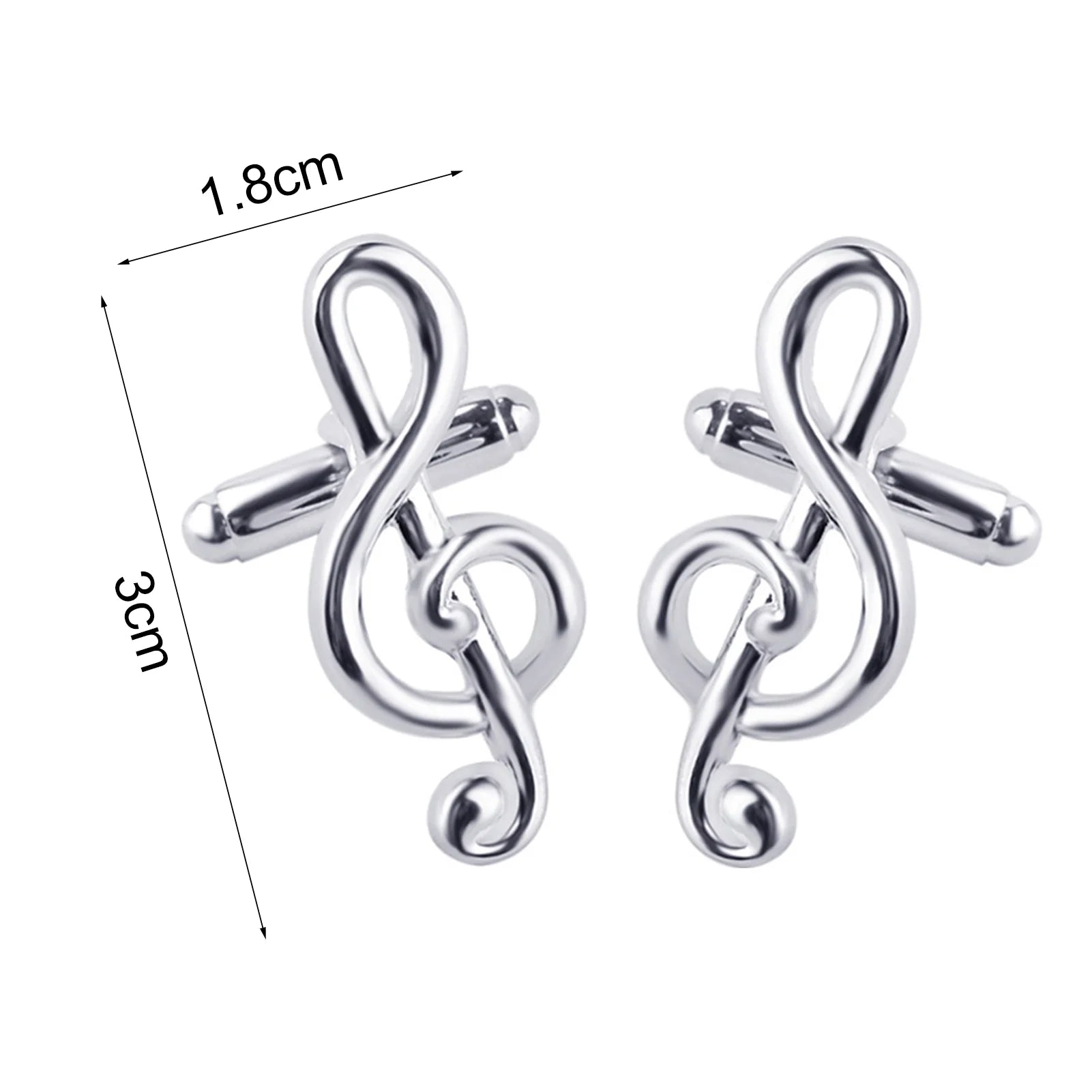 Male Cufflinks Silver Plated Music Notation Shape Alloy Men Cufflinks for Party Silver